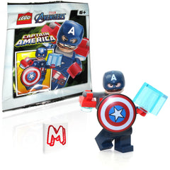 LEGO Captain America minifigure with helmet and shield for imaginative play