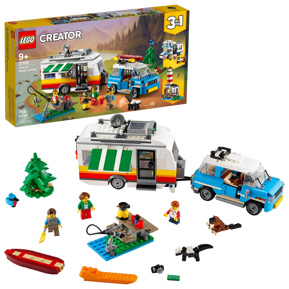 LEGO Creator 3in1 Caravan Family Holiday 31108 front view invites creative road trip play