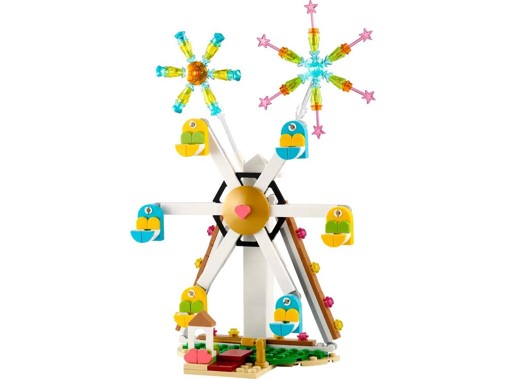 LEGO fireworks display 40758 uses transparent pieces to create colorful bursts.