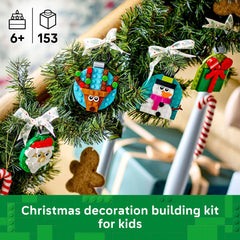 LEGO Christmas Ornament Selection Santa ornament with hat and beard for holiday display
