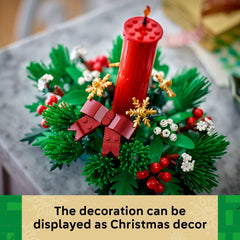 LEGO Christmas Table Decoration construction set in action during family build