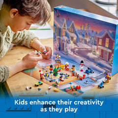 LEGO City Advent Calendar 2024 minifigures in festive sweaters