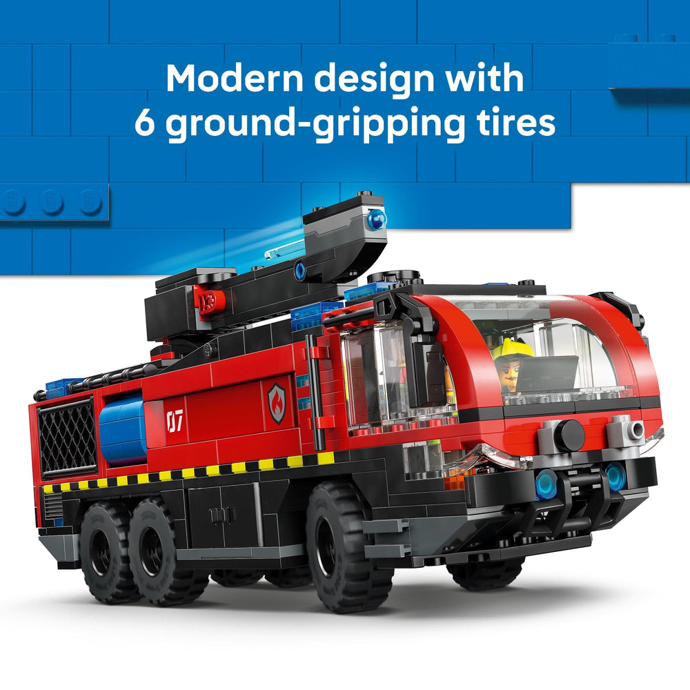 LEGO City Airport Fire Truck steering dial lets kids control movement.