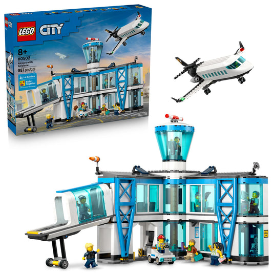 LEGO City Airport jet bridge with airplane for imaginative pretend play