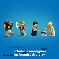 Four LEGO minifigures and accessories included for storytelling
