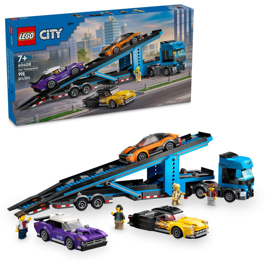 LEGO City Car Transporter Truck with trailer view for imaginative play