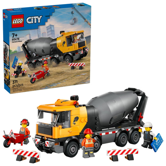 LEGO City Cement Mixer Truck drum rotates for realistic pretend play