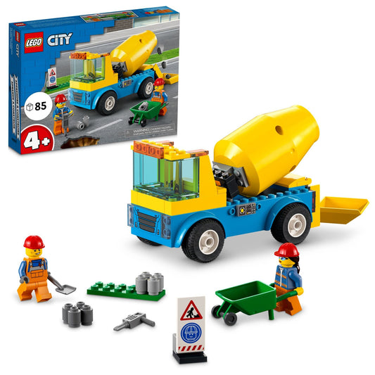 LEGO City Cement Mixer Truck front view for compact, engaging preschool play.