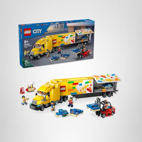 LEGO City Yellow Delivery Truck rear view highlighting trailer connection for realism