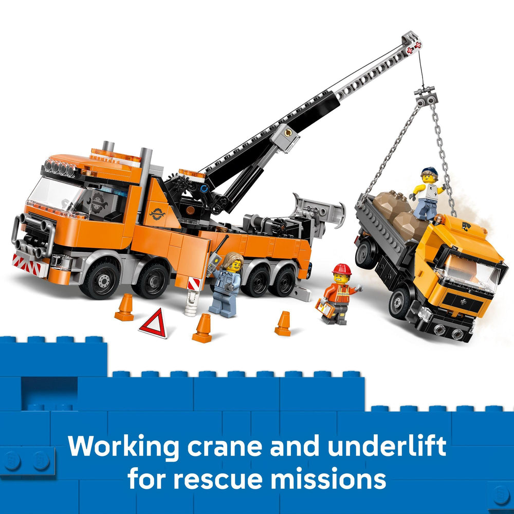 LEGO City dump truck with boulder cargo ready for transport