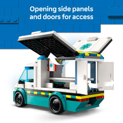 LEGO City Emergency Ambulance rear doors open for stretcher access