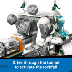 LEGO City Explorers Arctic Polar Express mountain tunnel with rockfall action