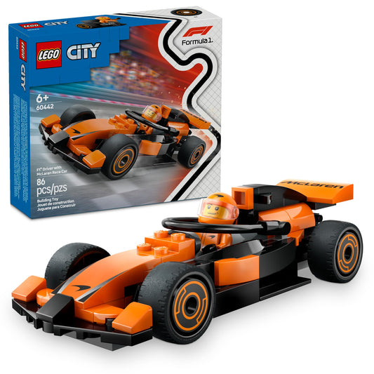 LEGO City F1 Driver McLaren race car toy with aerodynamic design for fast racing play