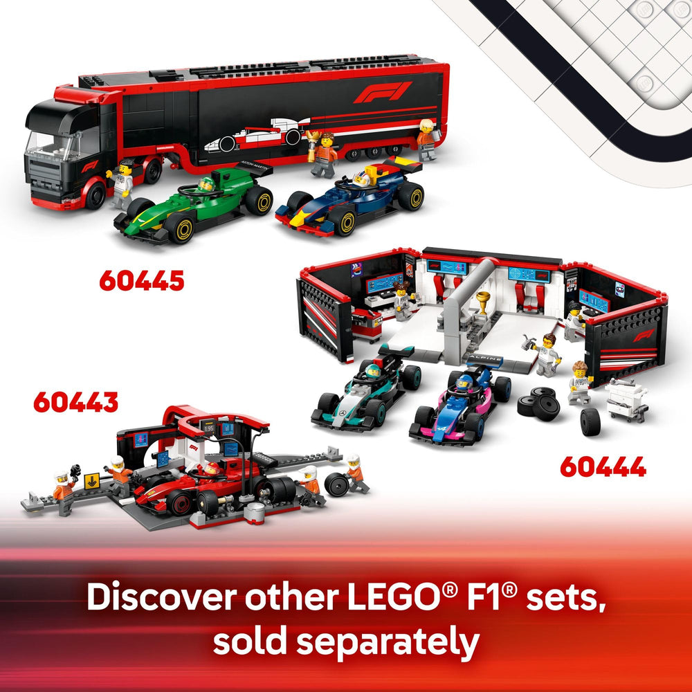 Compact 14 cm long LEGO F1 race car model for display and play