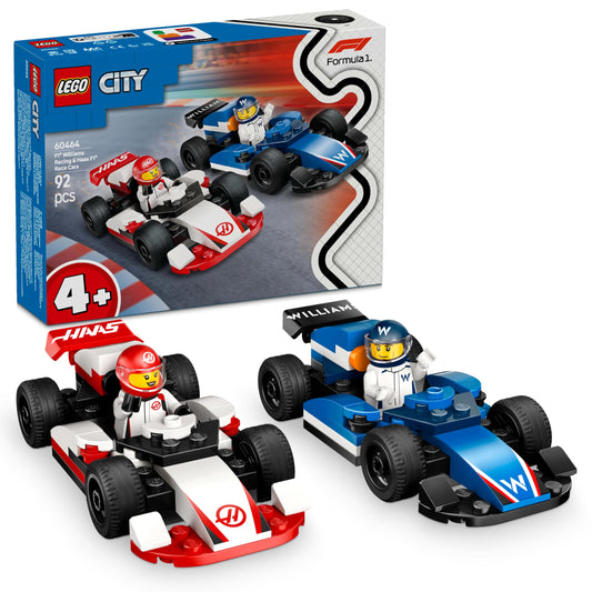 LEGO City F1 Williams and Haas race cars pair for imaginative play