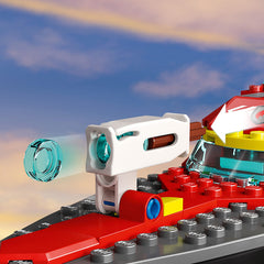 LEGO firefighter minifig with jetpack enabling dynamic rescue scenes.
