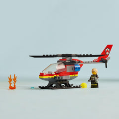LEGO City Fire Rescue Helicopter pilot minifigure in the cockpit ready for duty