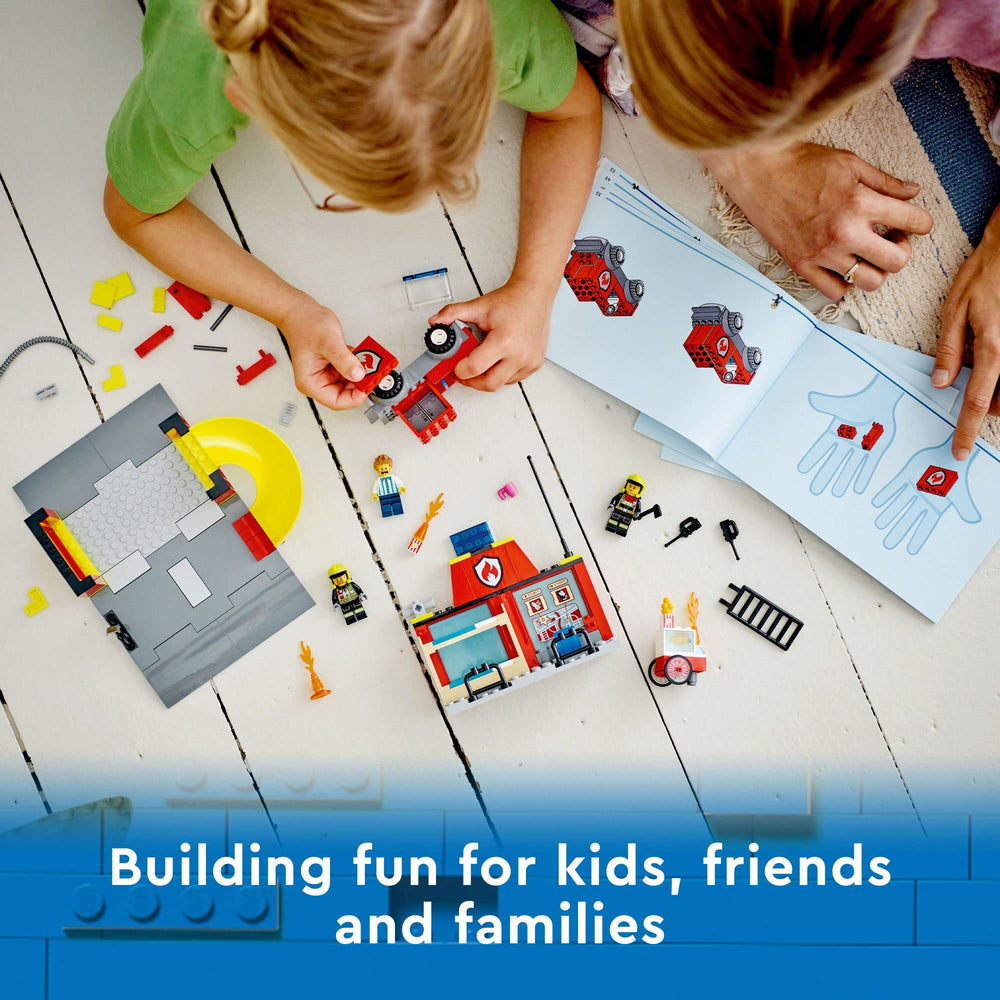LEGO City Fire Station garage for quick firefighter deployment play