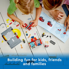 LEGO City Fire Station garage for quick firefighter deployment play