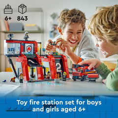 LEGO City Fire Station drone above for aerial rescue play