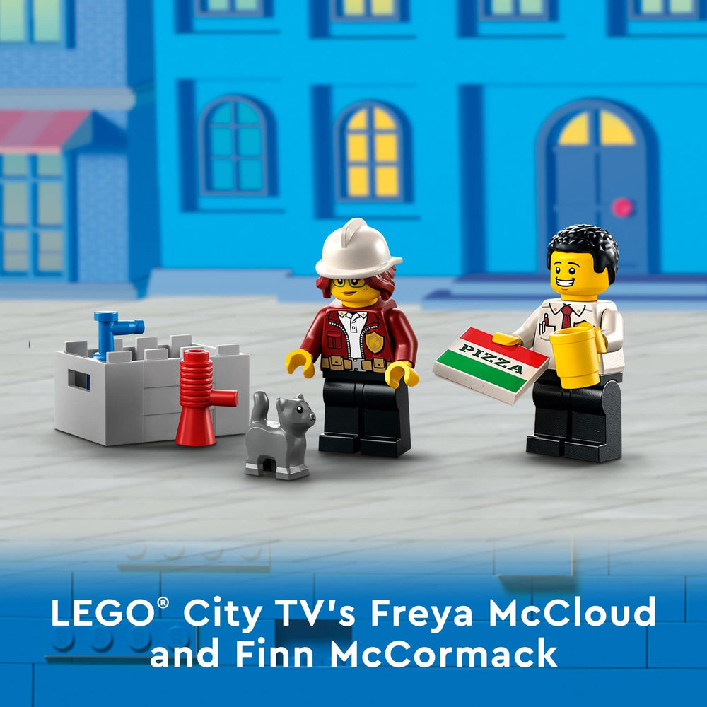 Fire engine with water darts from LEGO City Fire Station 60320 in play