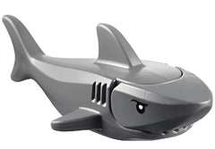 LEGO City Great White Shark figure front view with rounded nose for display and play.