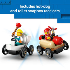 LEGO City hot-dog vendor minifigure adds playful storytelling moments.