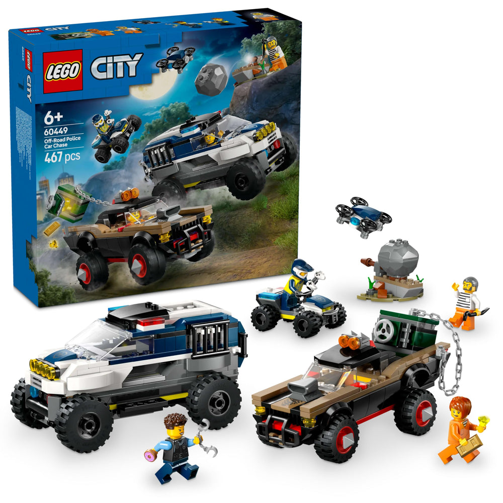 LEGO City Off-Road Police Chase SUV ready for imaginative cop-and-robber adventures.