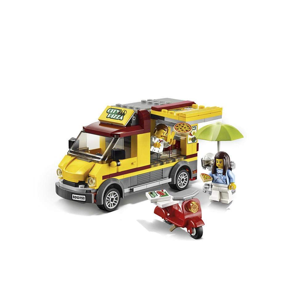 LEGO City Pizza Van 60150 table-parasol creates shade for pretend meals.