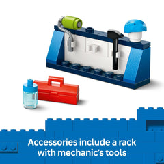 LEGO City plumber driver minifigure boosts quirky racing narratives.