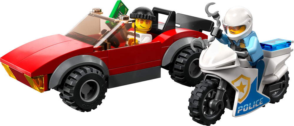 LEGO City Police Bike Chase red race car getaway for fast-paced play
