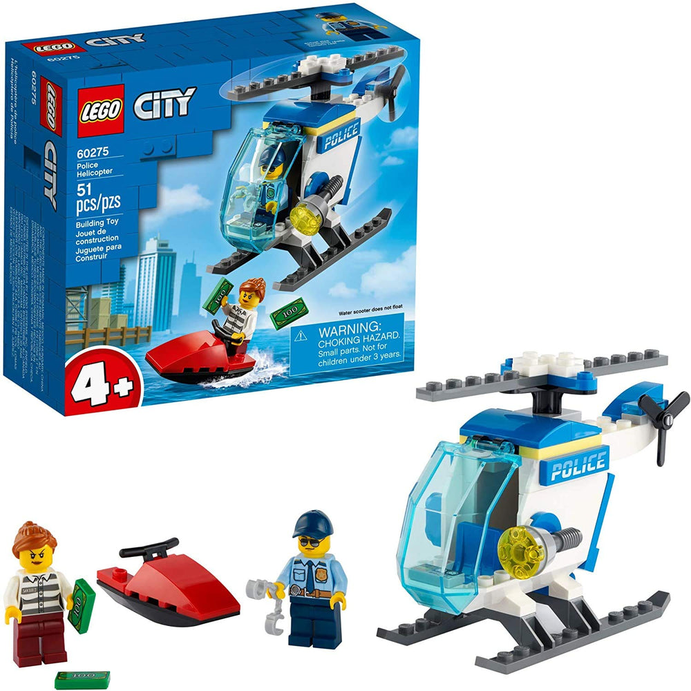 LEGO City Police Helicopter 60275 side view showcases compact design for easy handling
