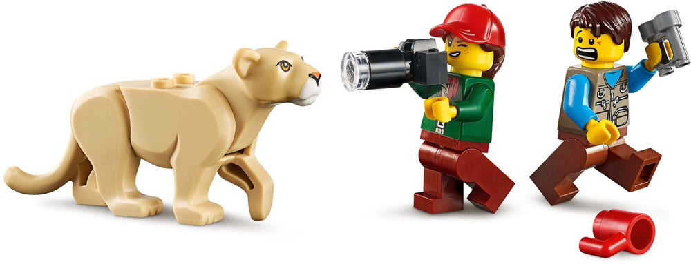 Lioness and parrot figures add authentic wildlife detail to pretend safaris