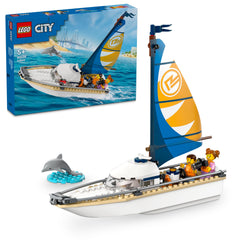 LEGO City Sailboat shows mast and sail for imaginative water adventures