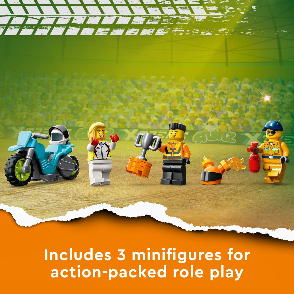 LEGO City Stuntz rider minifigures enhance stunts and teamwork.