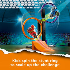 LEGO City Stuntz Spinning Stunt Challenge motorcycles for fast, flywheel action