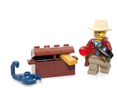 LEGO treasure chest with gold and jewel pieces for treasure-seeking play.