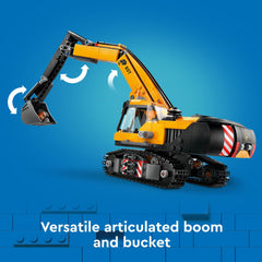 LEGO City yellow construction excavator minifigures lineup for storytelling and roles.