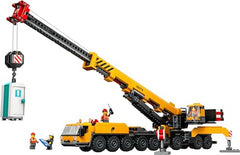 LEGO City yellow mobile crane side view for versatile building scenarios.
