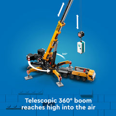 LEGO City yellow mobile crane winch operation for lifting practice.