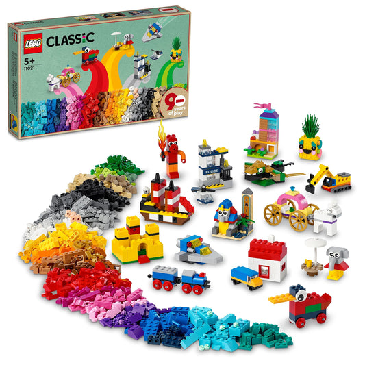 LEGO Classic 90 Years of Play showing colors and bricks for limitless creativity.