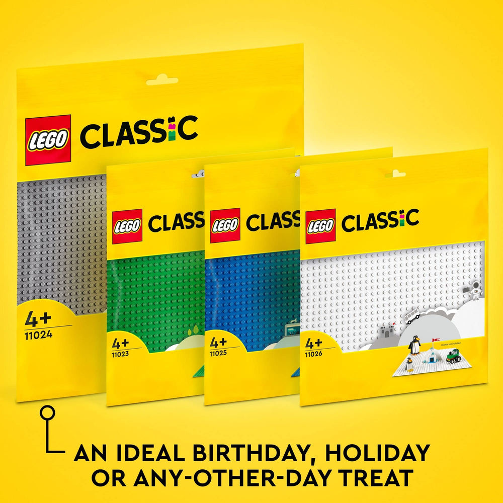 LEGO Classic Blue Baseplate 11025 packaging box with recyclable materials