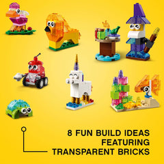 LEGO Classic transparent bricks turtle fosters calm, detailed builds and spatial reasoning.