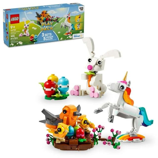 LEGO Colorful Animals Play Pack 66783 Easter Bunny with eggs enhances imaginative storytelling