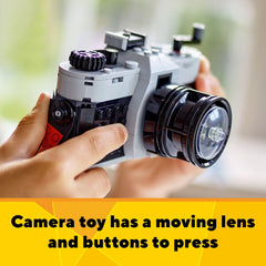 LEGO camera back opening showing pretend film for narrative play