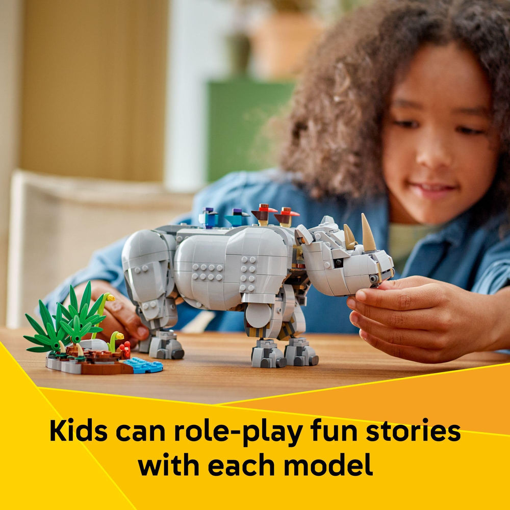 LEGO Creator 3-in-1 hippo on grass, relatable habitat build for pretend play.