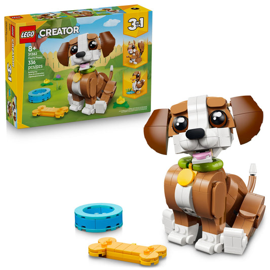 LEGO Creator 3-in-1 Cute Animals puppy dog poseable for imaginative play.