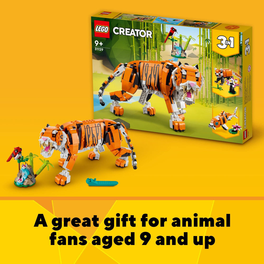 LEGO Creator Majestic Tiger complete three-in-one set sparks versatile playtime