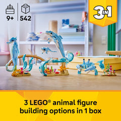LEGO Creator 3-in-1 Sea Animals dolphin on wave for storytelling play.