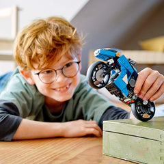 LEGO Creator 3in1 Superbike 31114 working suspension adds realistic riding feel.